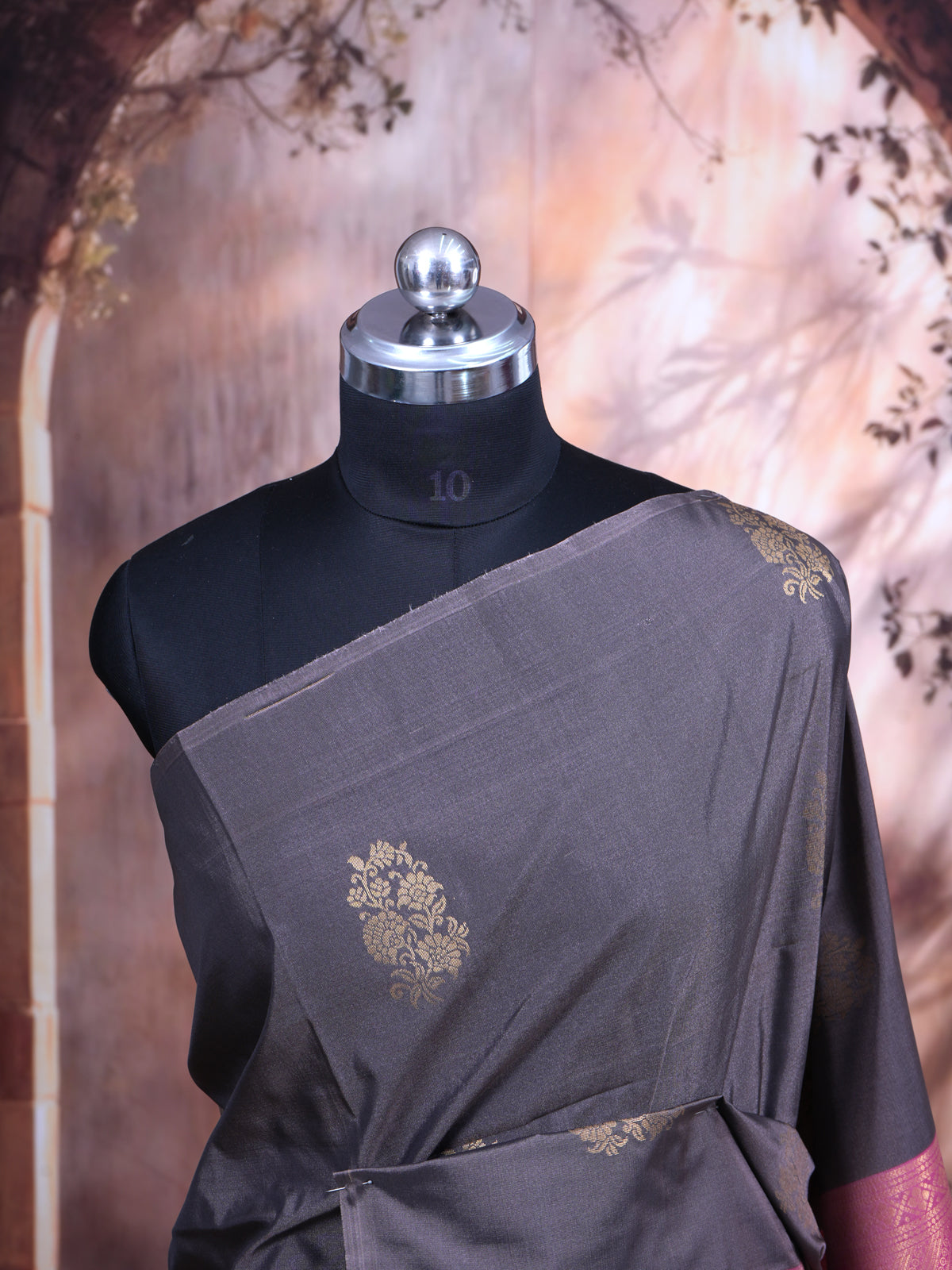 Grey with Pink Semi Silk Saree