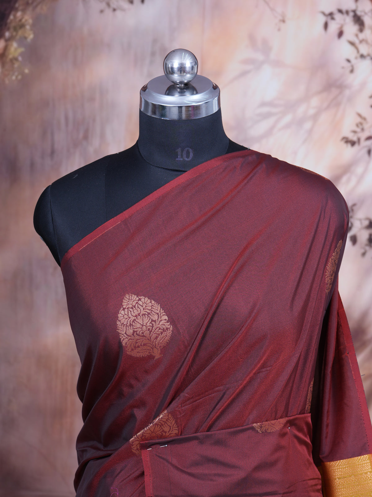 Maroon with Lime Green - Semi Silk Saree