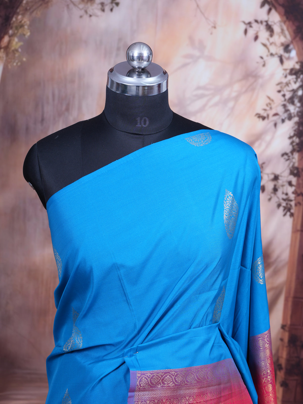 Blue with Pink - Semi Silk Saree