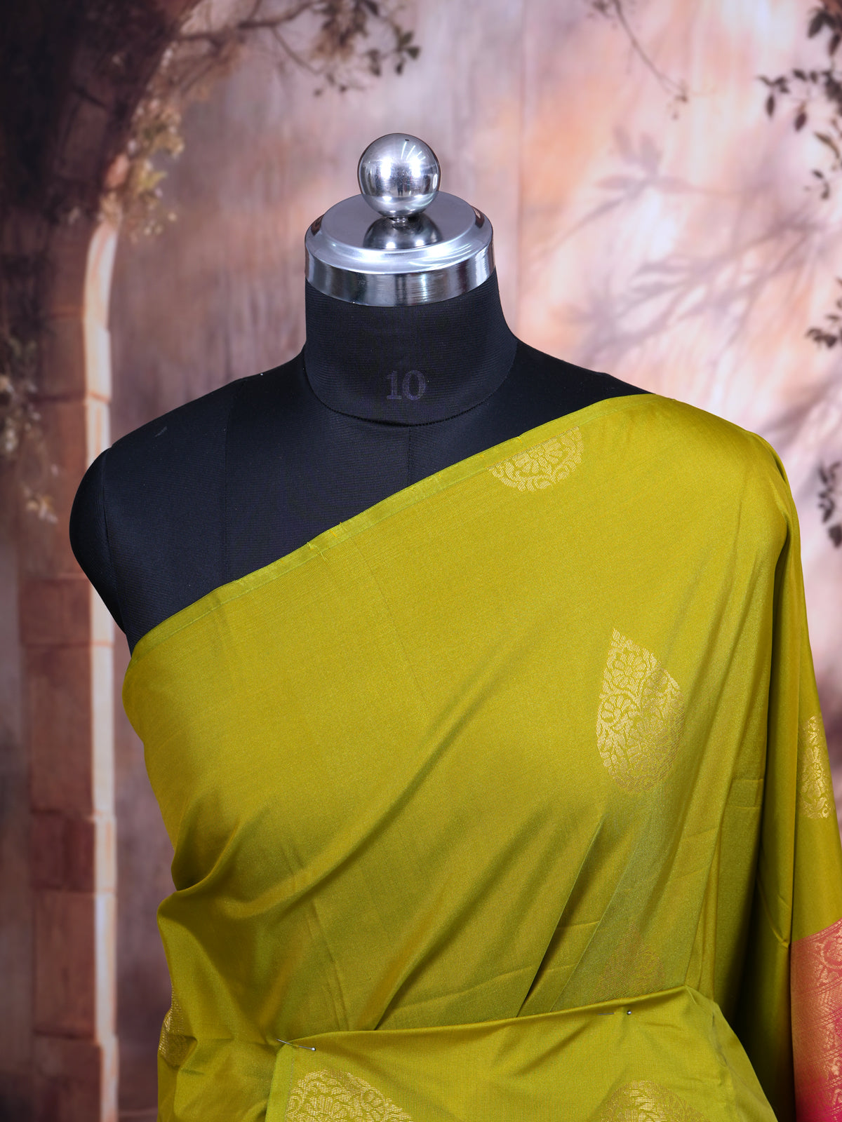 Olive Green with Rani Pink - Semi Silk Saree
