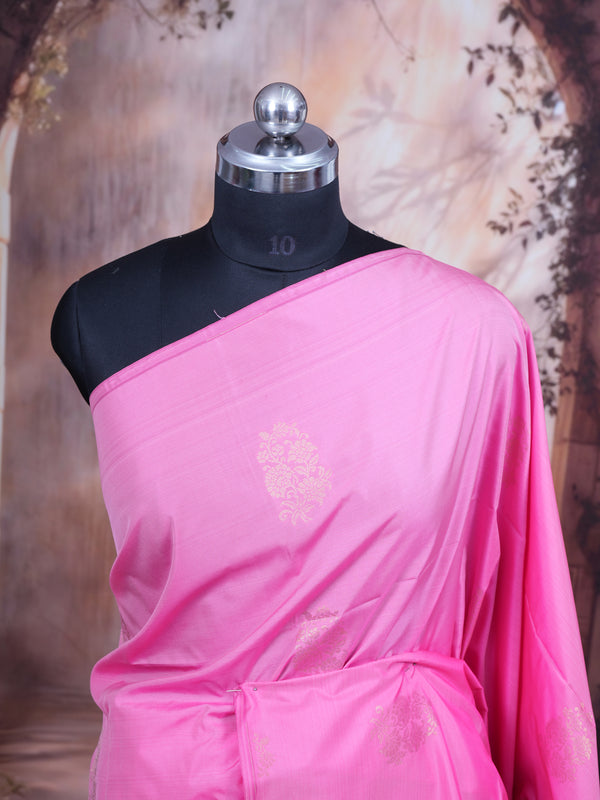 Pink with Cream - Semi Silk Saree