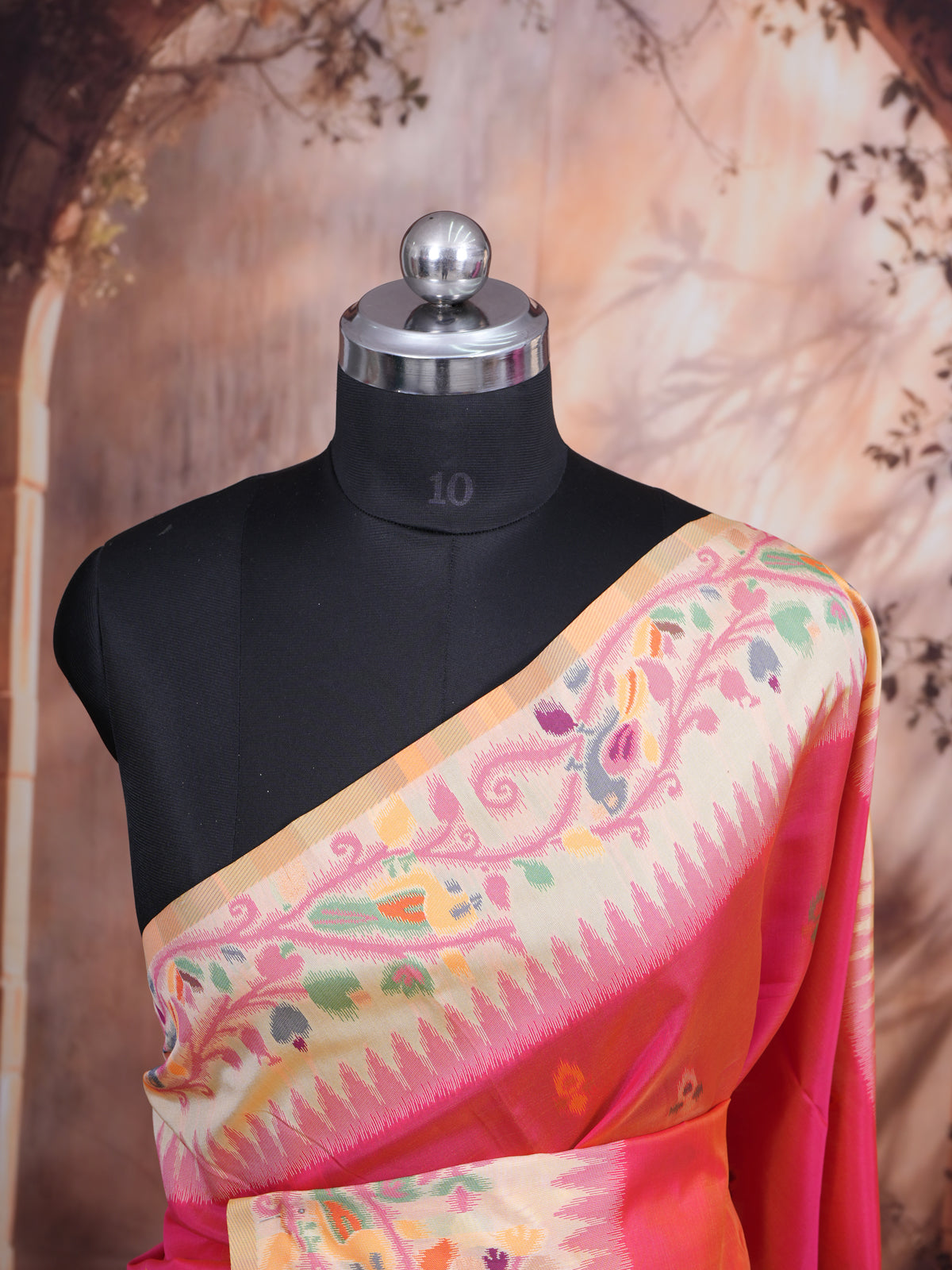 Rani Pink and Cream Fancy Silk Saree