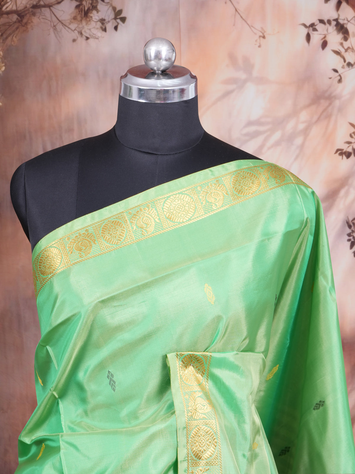 Mint Green with Mauve Pink Vaalai Naar Pattu Saree