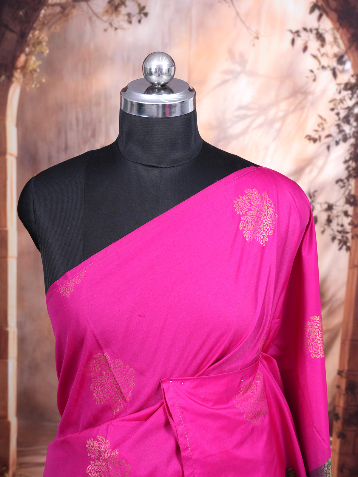 Magenta with Teal Green Semi Silk Saree
