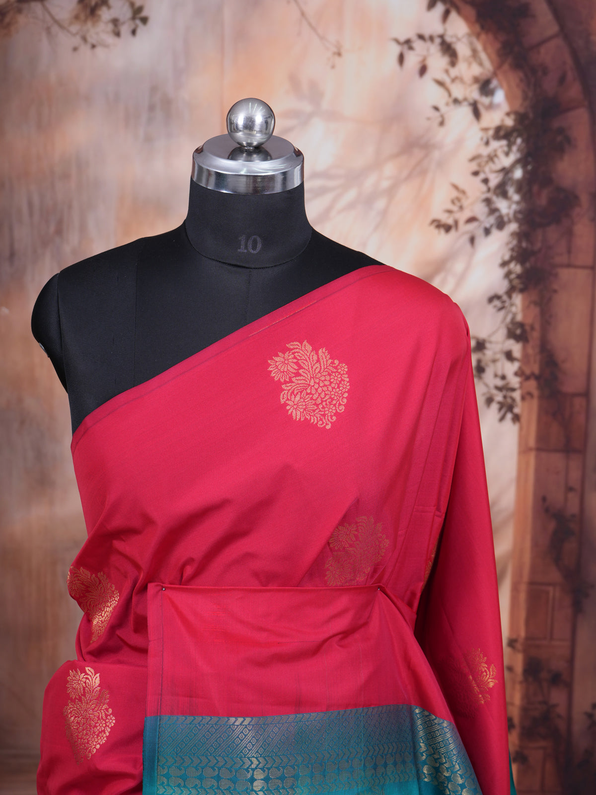 Magenta Pink with Teal Blue  Semi Silk Saree