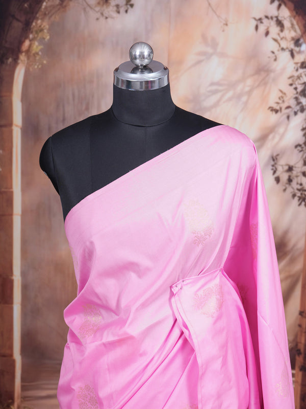 Baby Pink with Magenta Semi Silk Saree