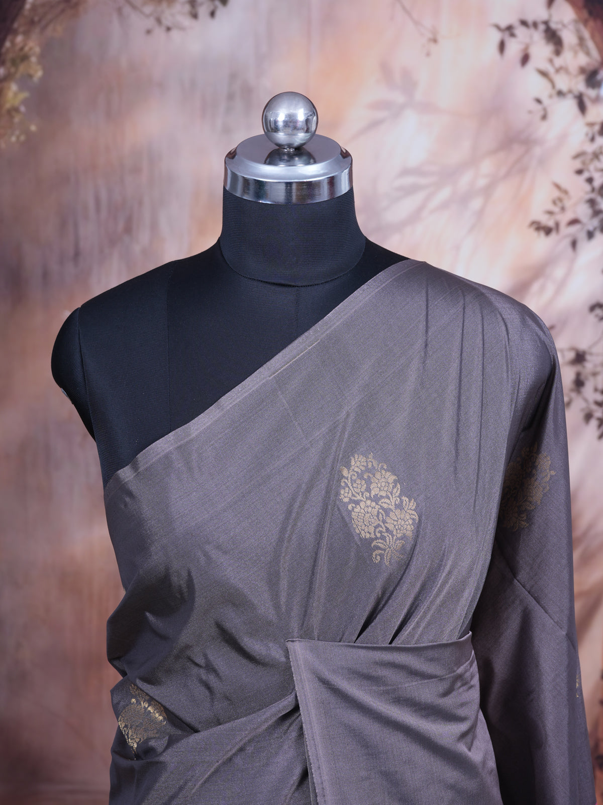 Grey with Rani Pink - Semi Silk Saree