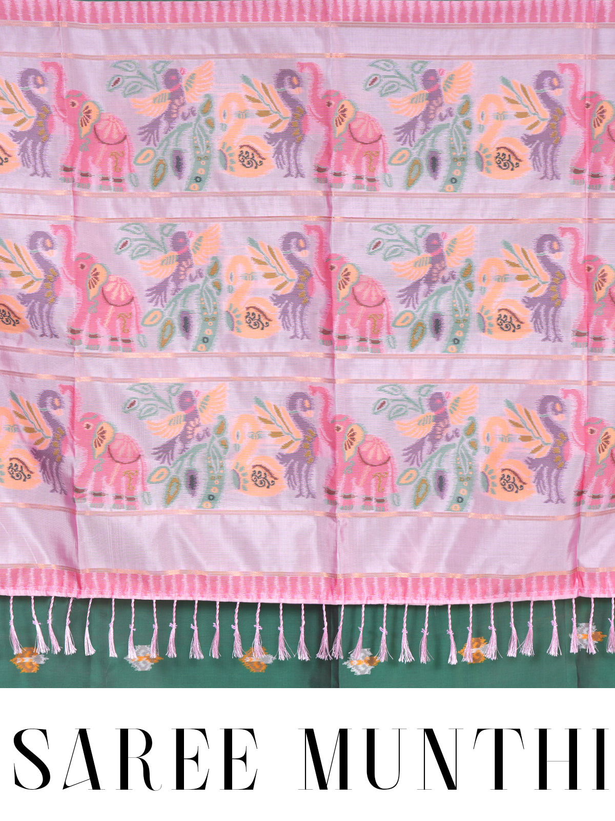 Emerald Green with Pastel Pink Munthi Fancy Silk Saree