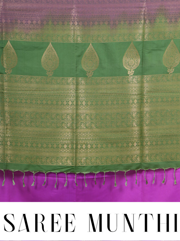 Magenta with Green - Semi Silk Saree