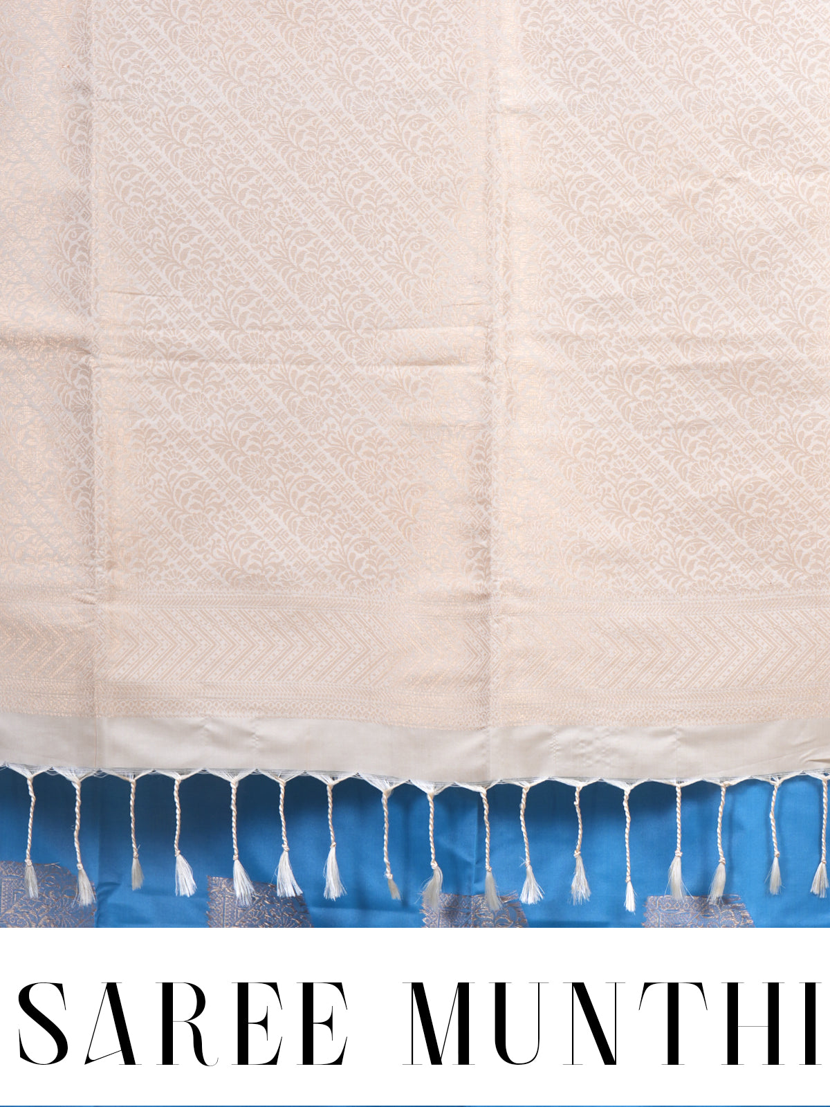 Sky Blue with Cream - Semi Silk Saree