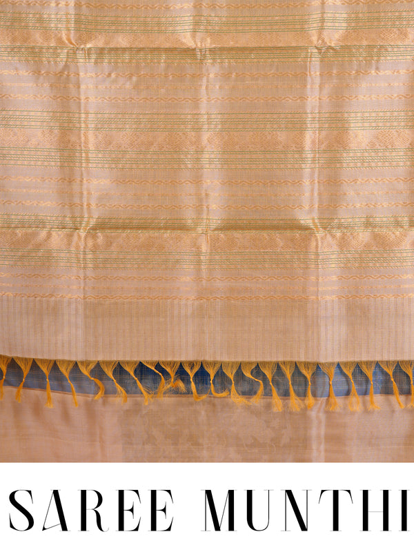 Royal Blue with Mustard Yellow Zari Border Pure Silk Cotton Saree