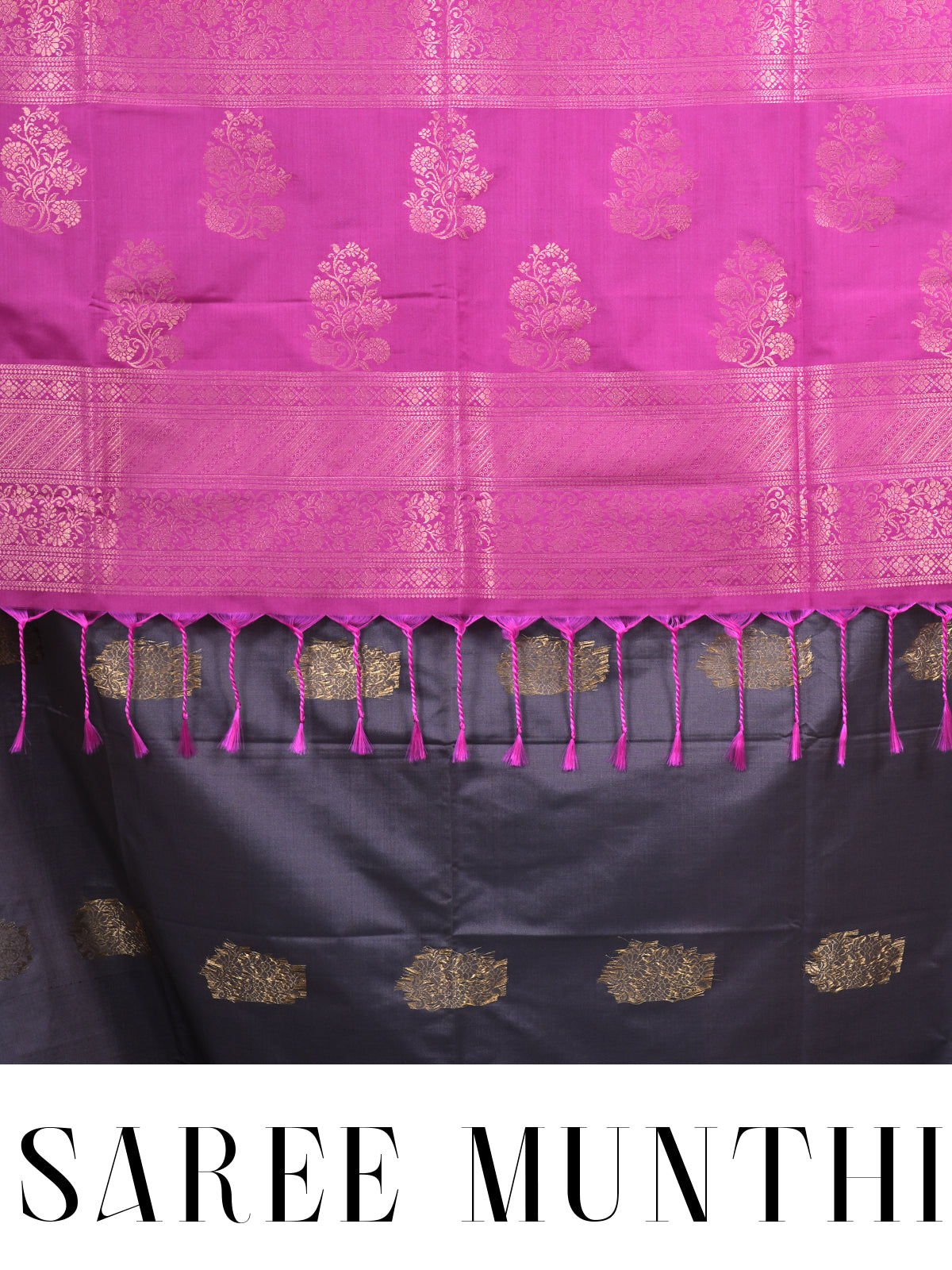 Grey with Pink Semi Silk Saree