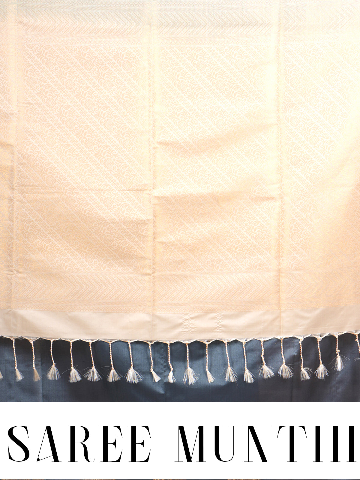 Slate Grey with Creamish Gold Semi Silk Saree