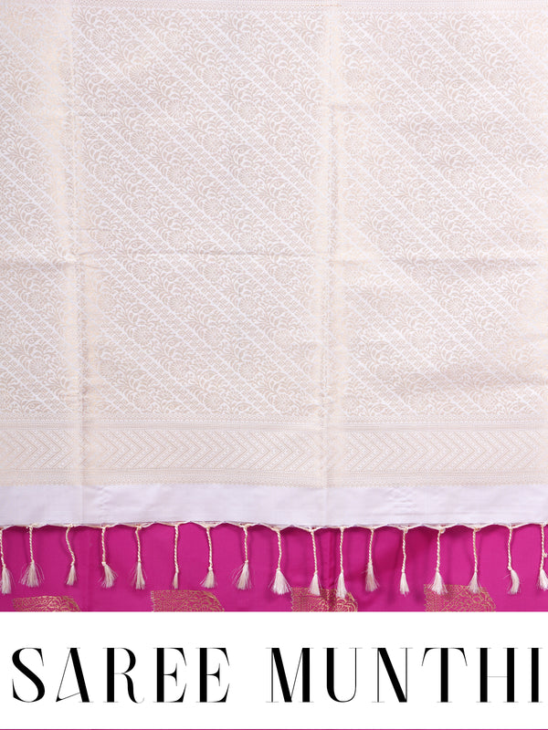 Magenta with Cream - Semi Silk Saree