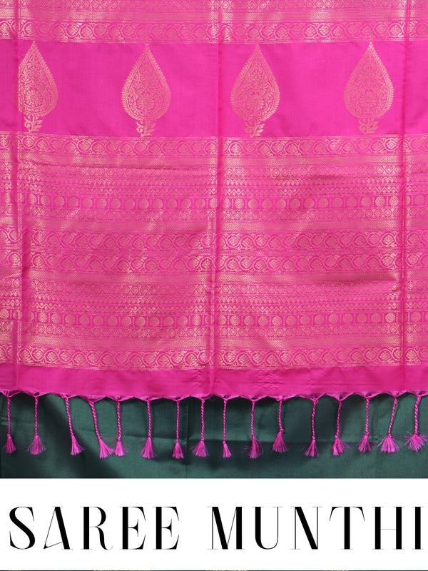 Green with Pink - Semi Silk Saree