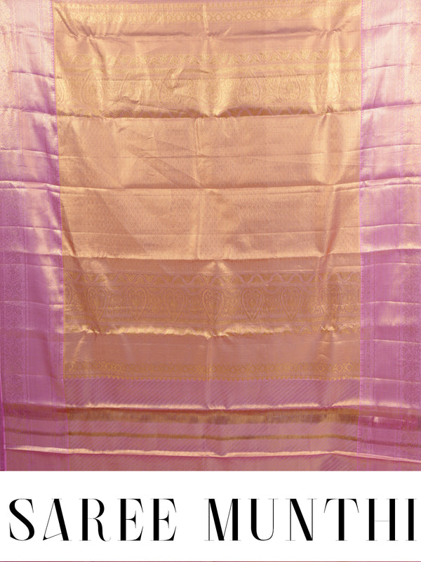 Pastel Pink and Gold Kanchipuram Pure Mix Saree