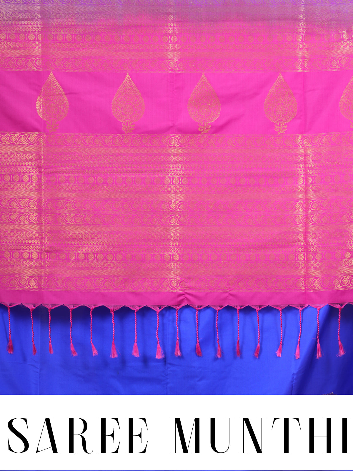 Royal Blue with Fuchsia Pink Semi Silk Saree