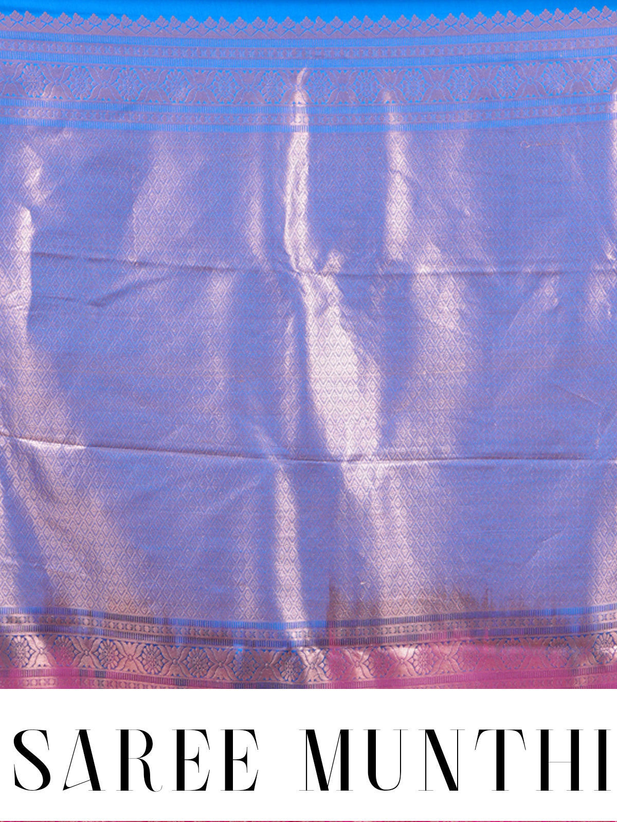Pink and Sky Blue Kanchipuram Pure Mix Saree