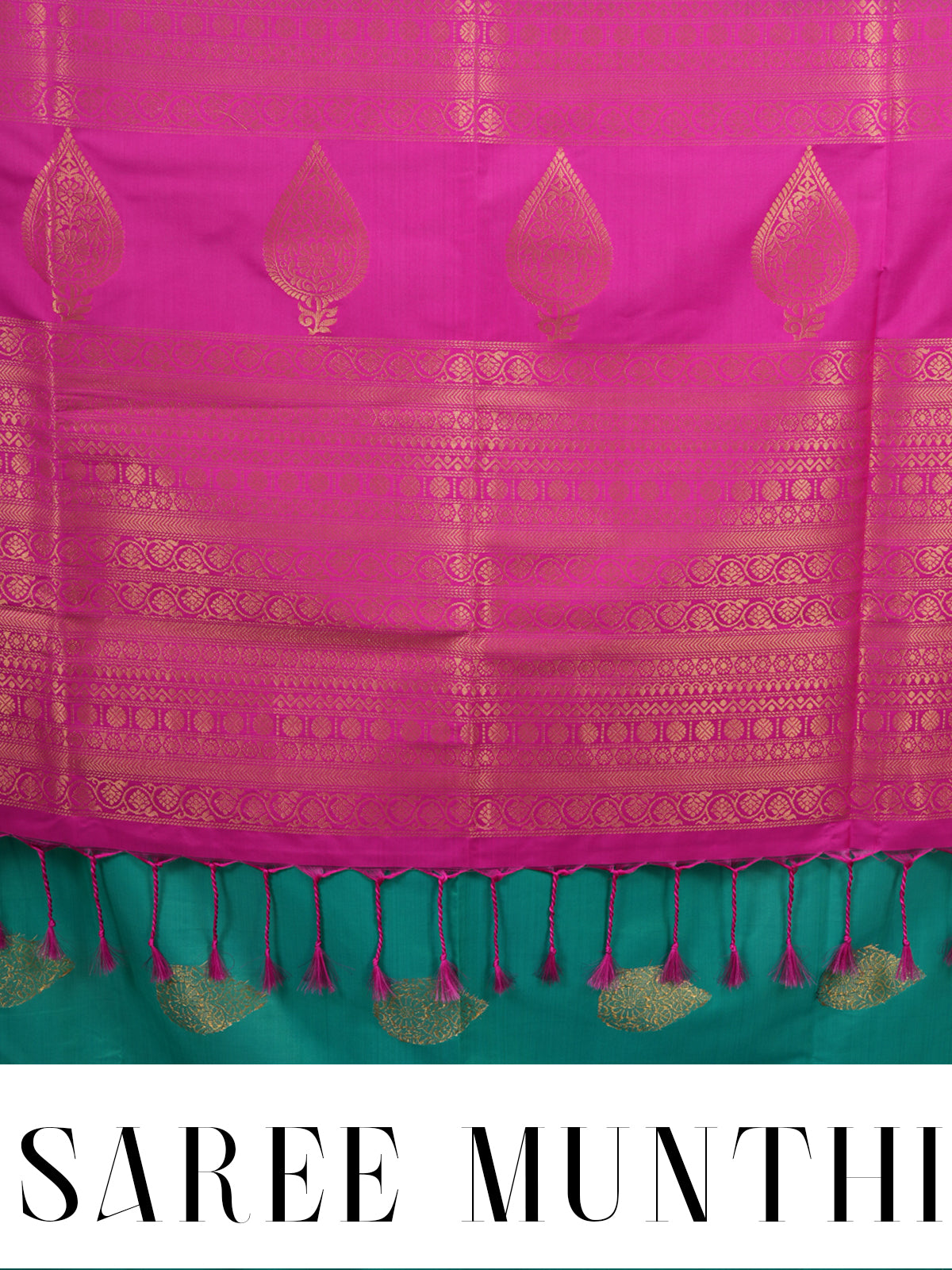 Sea Green with Magenta Semi Silk Saree