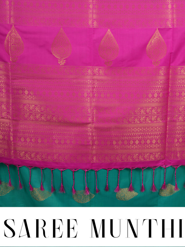 Sea Green with Magenta Semi Silk Saree