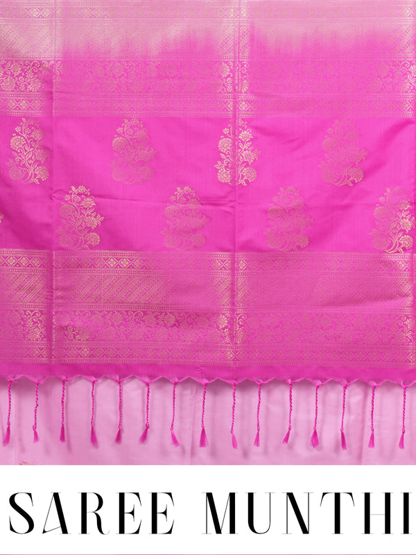 Baby Pink with Magenta Semi Silk Saree