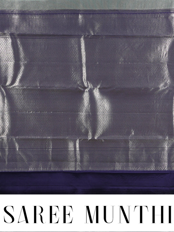 Sage Green and Deep Indigo Pure Kanchipuram Silk Saree