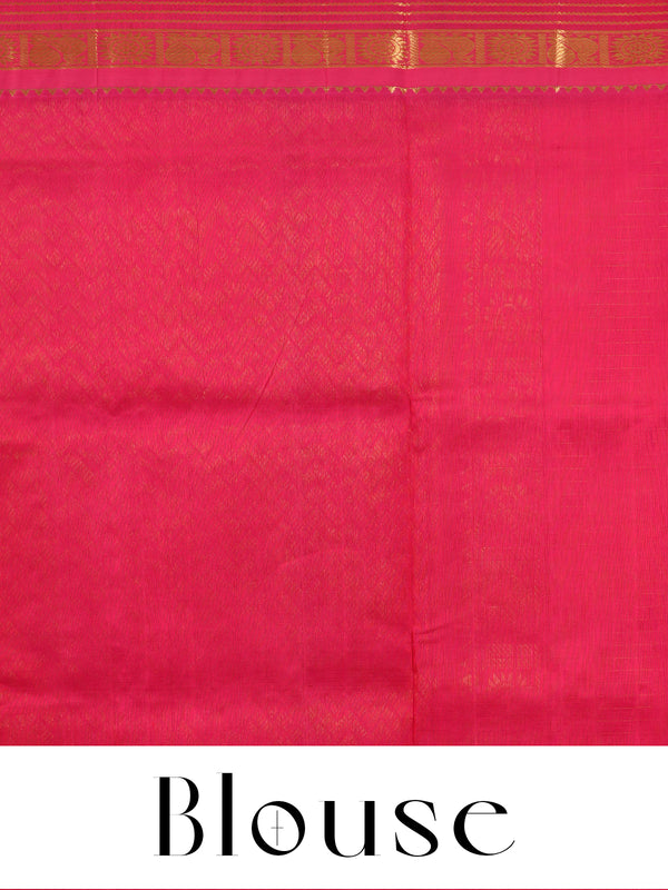 Mustard Yellow and Magenta Pink Pure Silk Cotton Saree