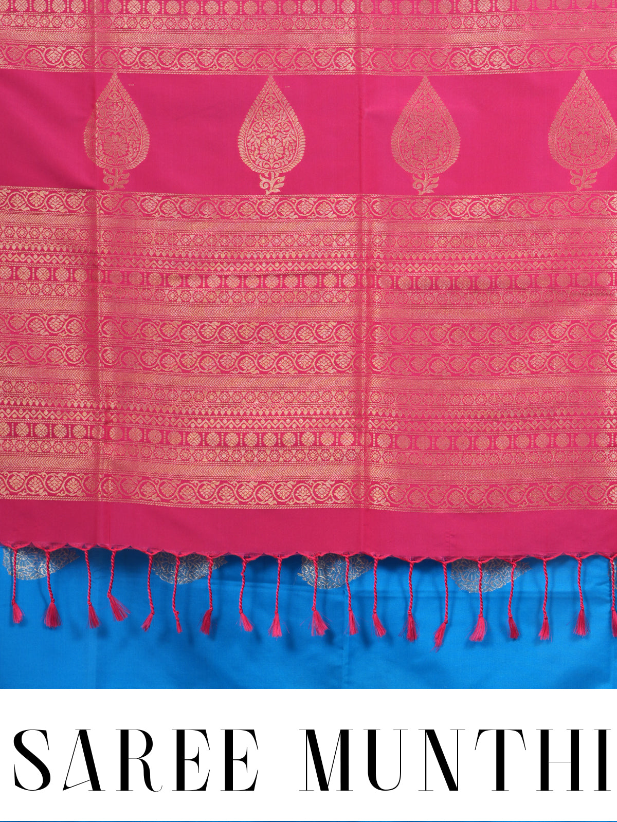 Blue with Pink - Semi Silk Saree