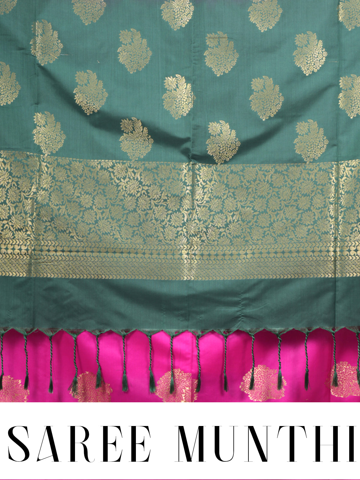 Magenta with Teal Green Semi Silk Saree