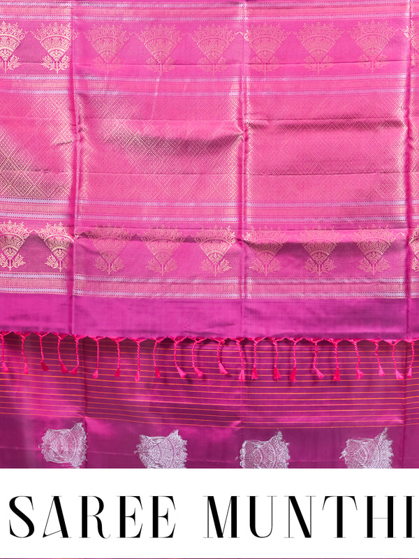 Magenta Pink Pure Soft Silk Saree