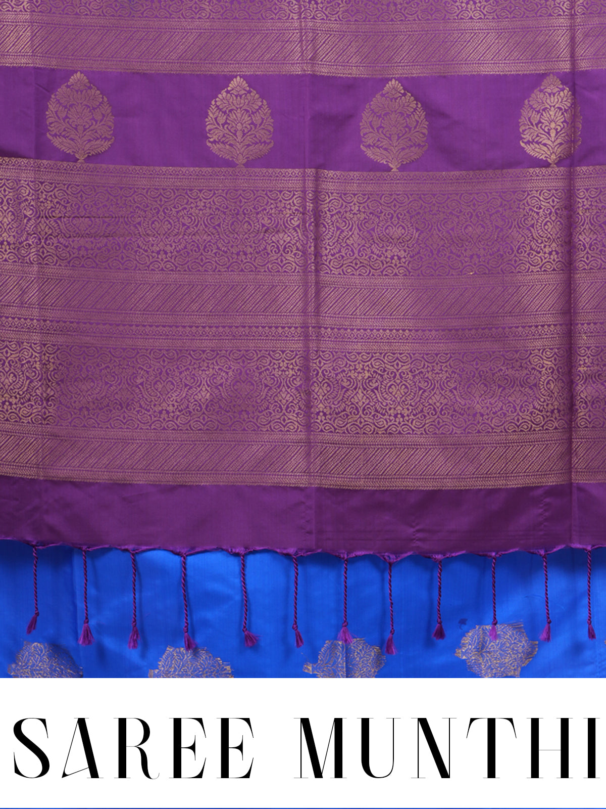 Royal Blue with Purple Semi Silk Saree