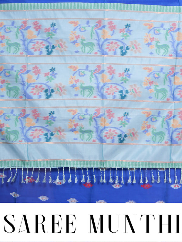 Royal Blue With Sky Blue Fancy Silk Saree