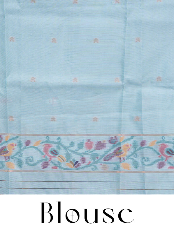 Teal Blue with Ice Blue Fancy Silk Saree
