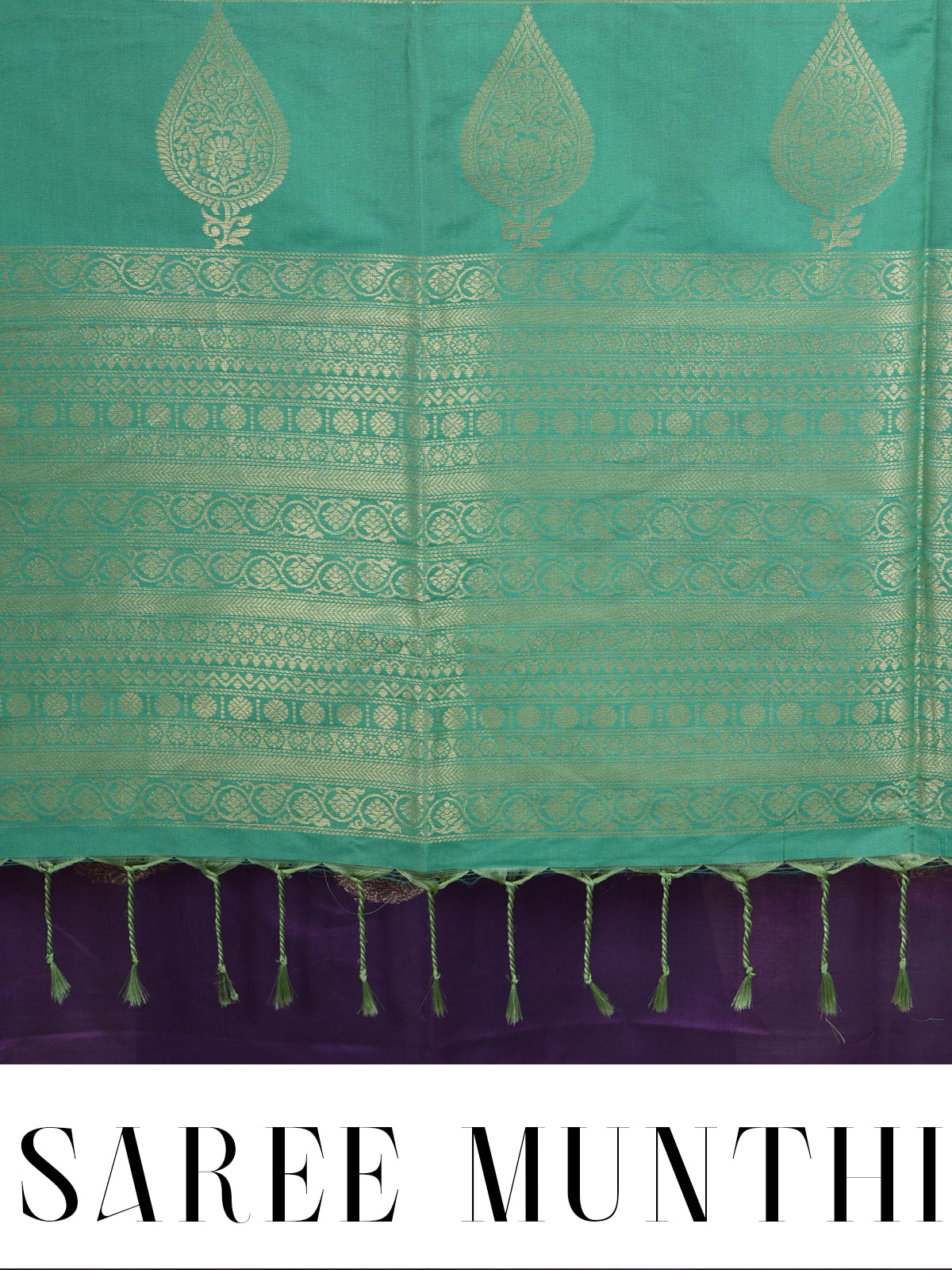 Purple with Green - Semi Silk Saree