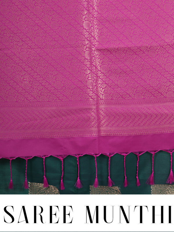 Green with Pink - Semi Silk Saree