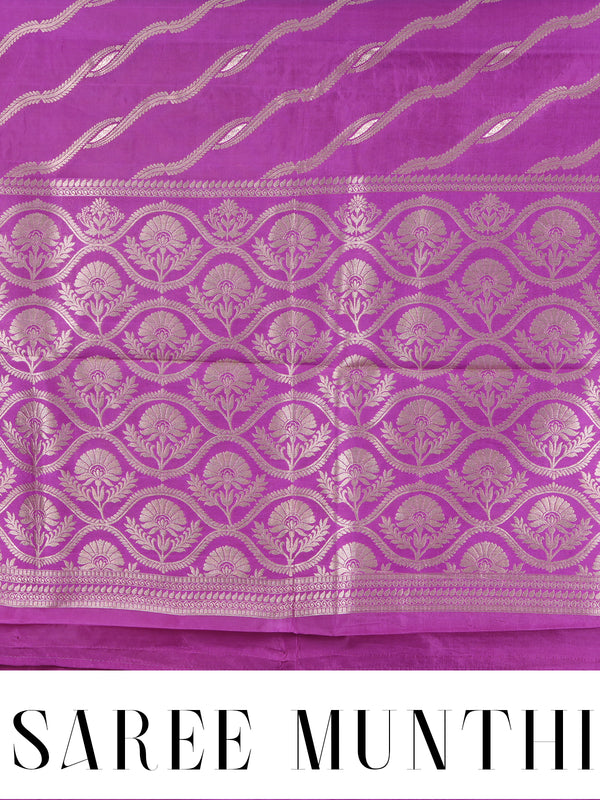 Magenta Purple with Matte Gold - Semi Tussar Saree