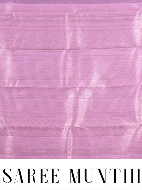 Alluring Wine Purple and Pastel Pink Pure Kanjivaram Silk Saree