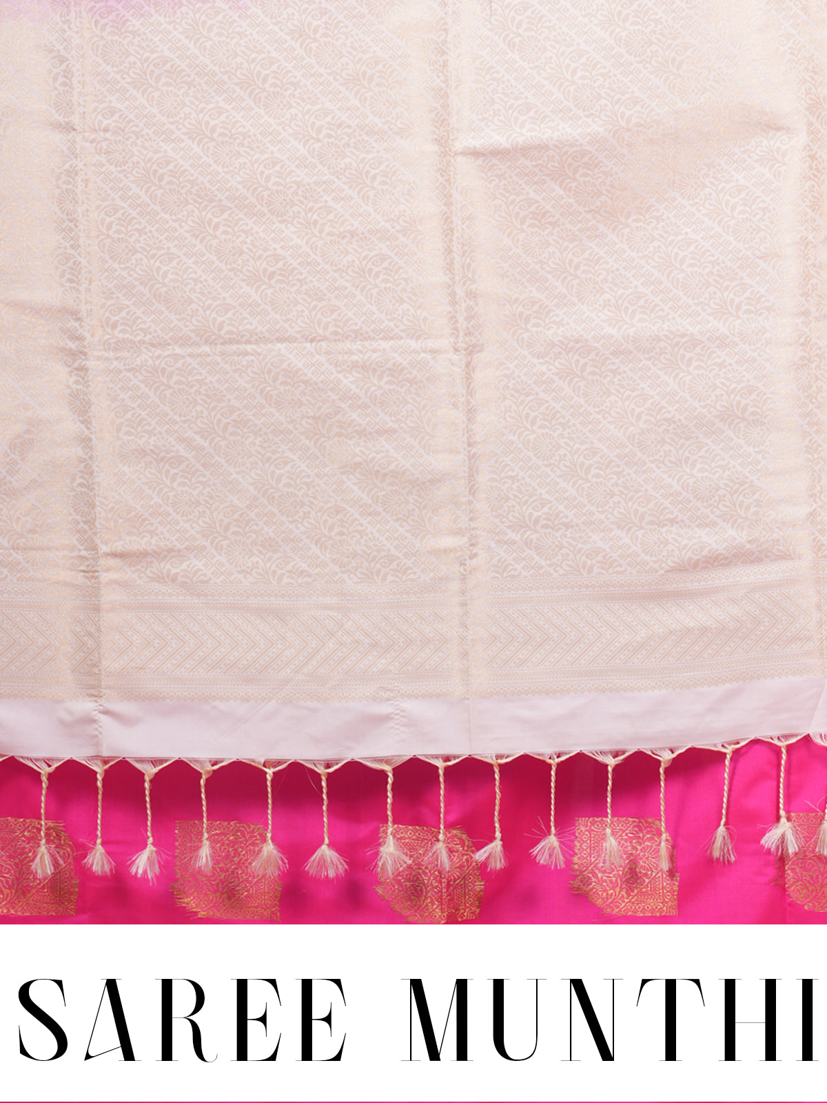 Magenta Pink with Off-White Semi Silk Saree