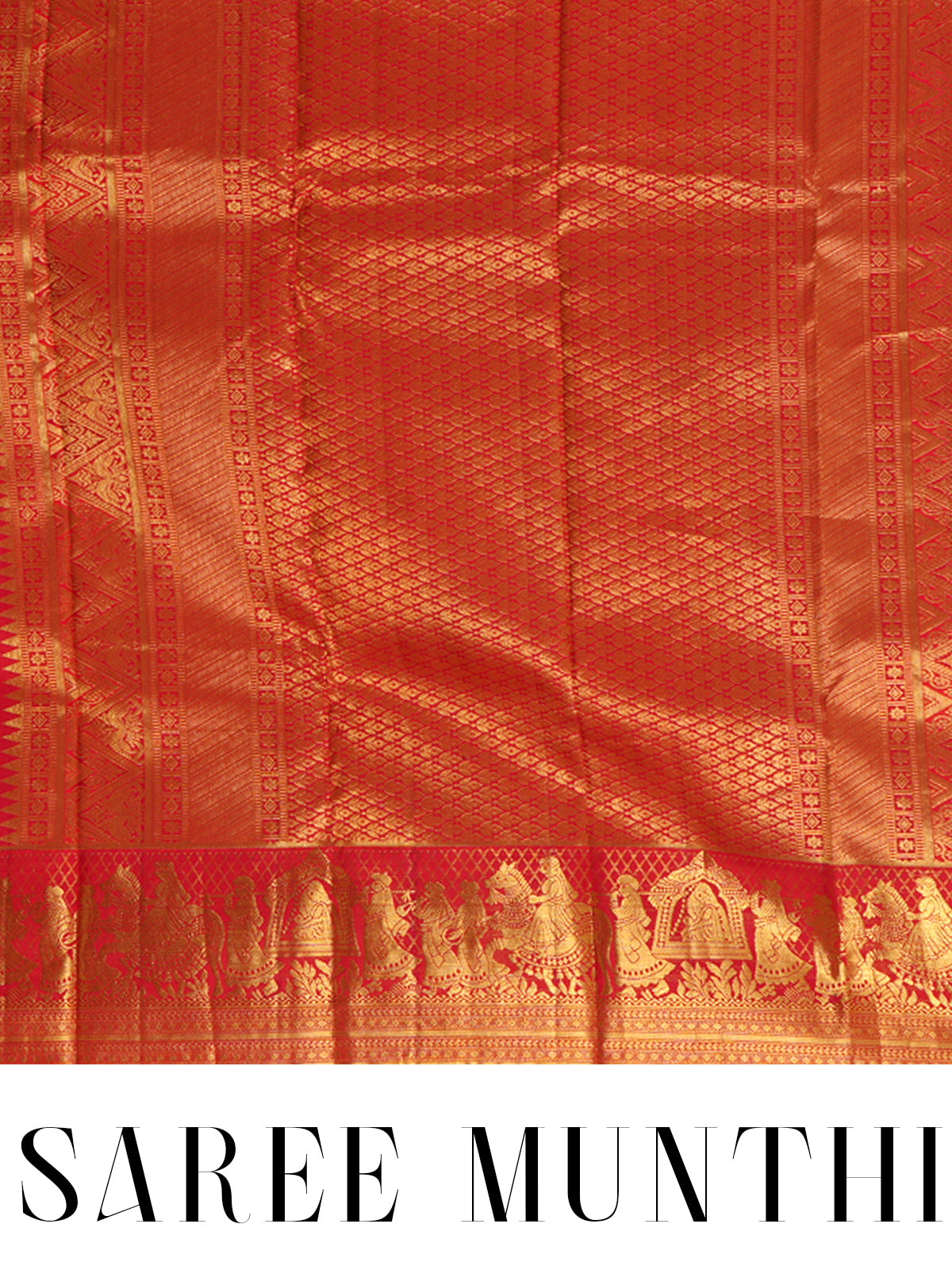 Off-White and Red Pure Kanjivaram Silk Saree