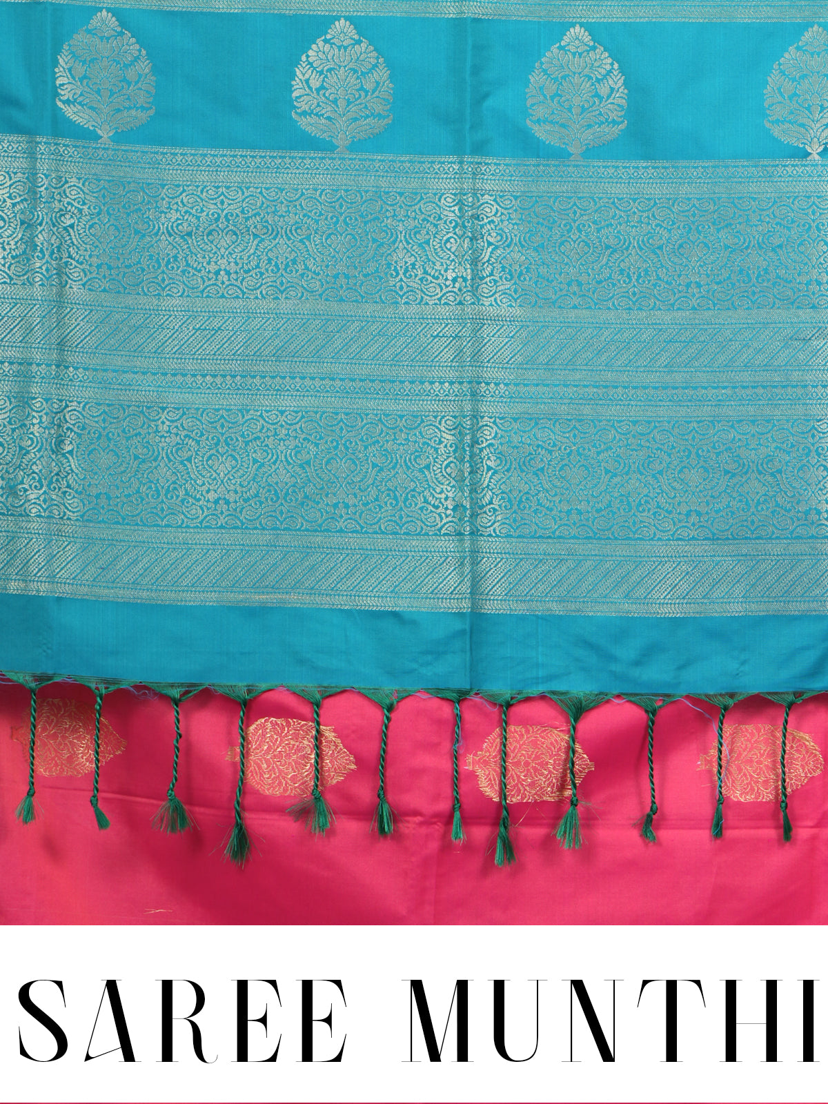 Pink with Teal - Semi Silk Saree