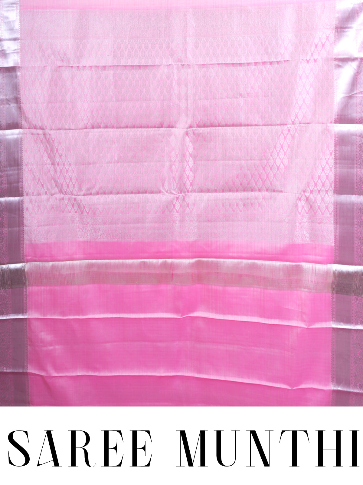 Bubblegum Pink with gray Pure Kanjivaram Silk Saree