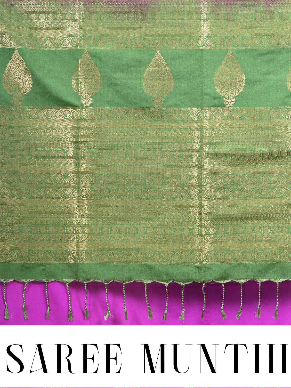 Magenta with Green - Semi Silk Saree