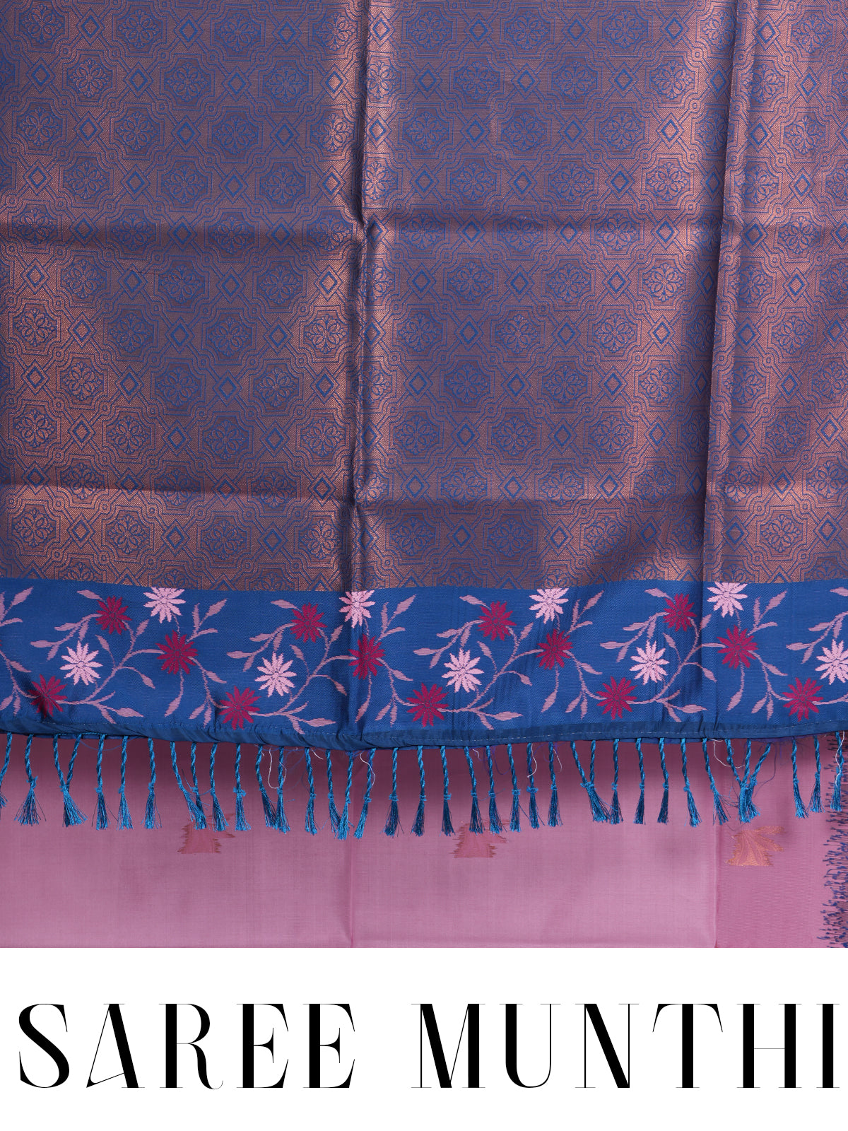 Pink with Teal Blue Fancy Silk Saree