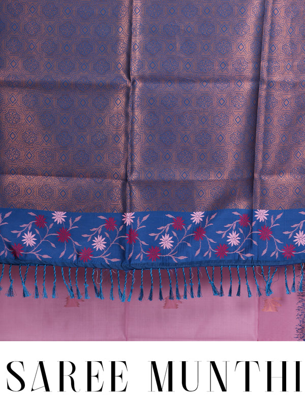 Pink with Teal Blue Fancy Silk Saree