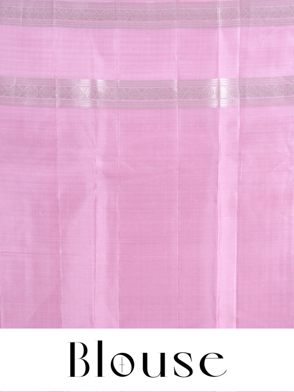 Lavender Pink with Matching Silver Zari Pallu - Pure Kanchipuram Silk Saree