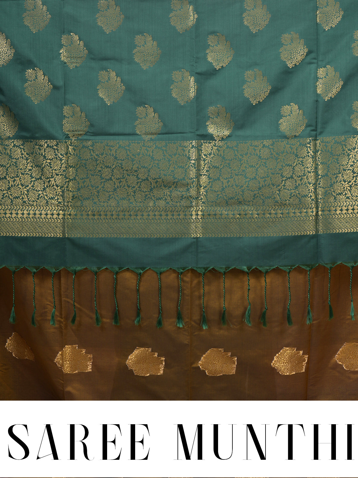 Olive Green with Teal Blue Pallu  Semi Silk Saree