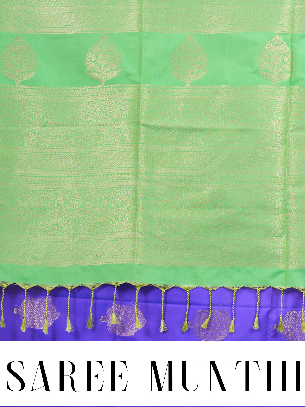 Purple with Light Green - Semi Silk Saree