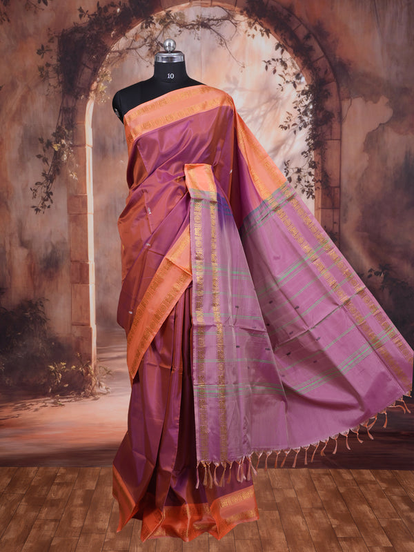 Muted Purple Saree with Lavender Munthi Vaalai Naar Pattu Saree