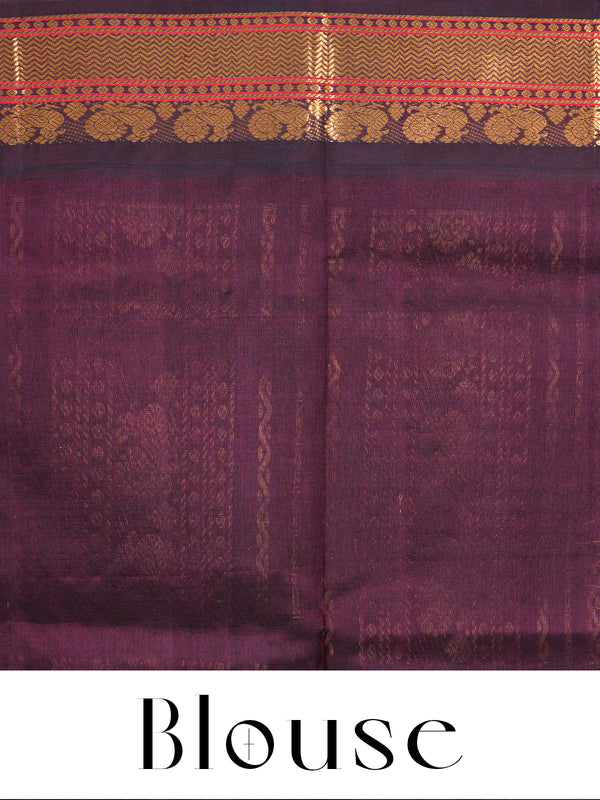 Elegant Rani Pink With Wine-colored border Pure Silk Cotton Saree
