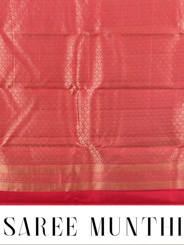 Light Green with Crimson Red - Pure Kanchipuram Silk Saree